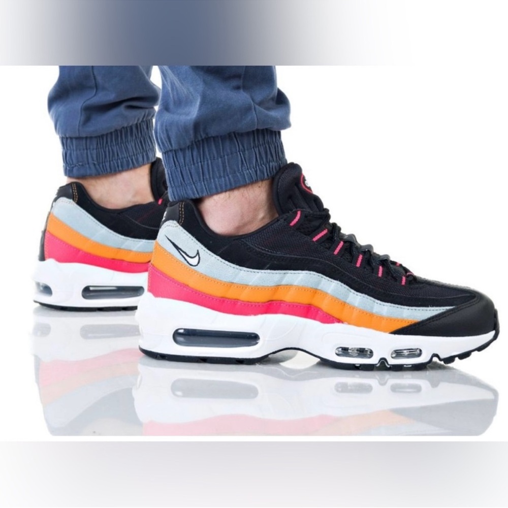 Nike Men's Black, Orange, and Pink Sneakers